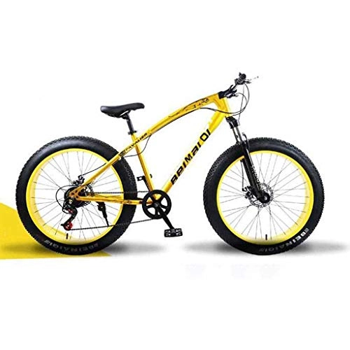 Fat Tyre Mountain Bike : BMX Mountain Bikes, 26 Inch Fat Tire Hardtail Mountain Bike, Dual Suspension Frame And Suspension Fork All Terrain Mountain Bicycle, Men's And Women Adult 6-24 ( Color : Gold spoke , Size : 7 speed )