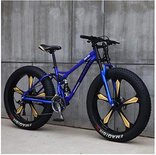 Fat Tyre Mountain Bike : BUK Children Youth Bicycle, CityrDerMTB bike 26 inch Fat Tire Hardtail mountain bike double suspension frame and suspension fork all terrain mountain bike-F_24 Inch 27 speed