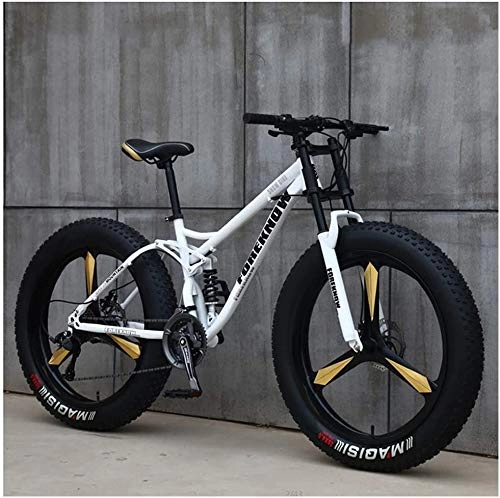 Fat Tyre Mountain Bike : CDFC Fat Tire MTB 26 inch mountain bike with disc brakes, frames from carbon steel, suitable for people over 175 Cm Large, 3 Spoken 7 speed, Green