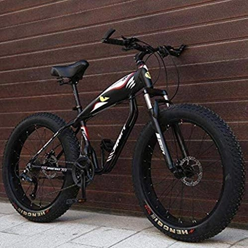 Fat Tyre Mountain Bike : Ceiling Pendant Adult-bcycles BMX Mountain Bike Bicycle For Adults, Fat Tire Hardtail MBT Bike, High-Carbon Steel Frame, Dual Disc Brake, 26 Inch Wheels (Color : Black, Size : 21 speed)