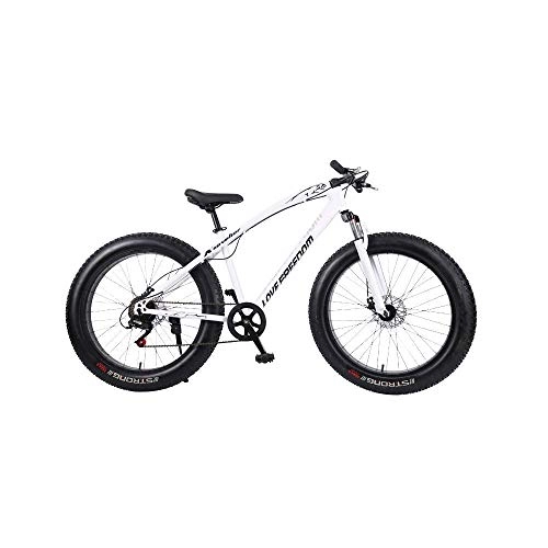 Fat Tyre Mountain Bike : CENPEN Outdoor sports Fat Bike, 26 inch cross country mountain bike 7 speed beach snow mountain 4.0 big tires adult outdoor riding (Color : White)