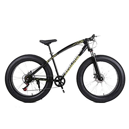 Fat Tyre Mountain Bike : CENPEN Outdoor sports Fat Bike cross country mountain bike 26 inch 24 speed beach snow mountain 4.0 big tires adult outdoor riding (Color : Black)