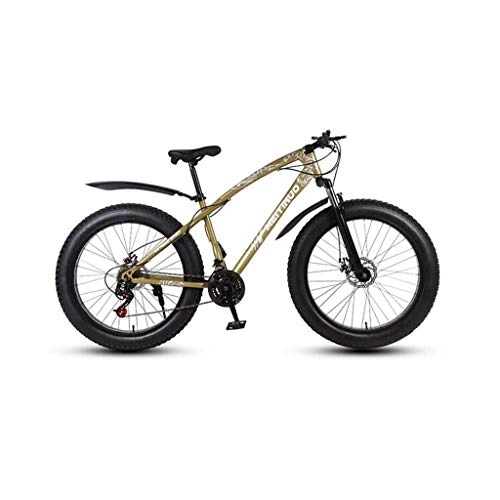 Fat Tyre Mountain Bike : CHERRIESU Mountain Bike for Adult Men and Women, Mountain Sport Bike, MTB with 27 Shift Stages, 26 Inches Fat Tire with 3 Knife Wheel, Gold