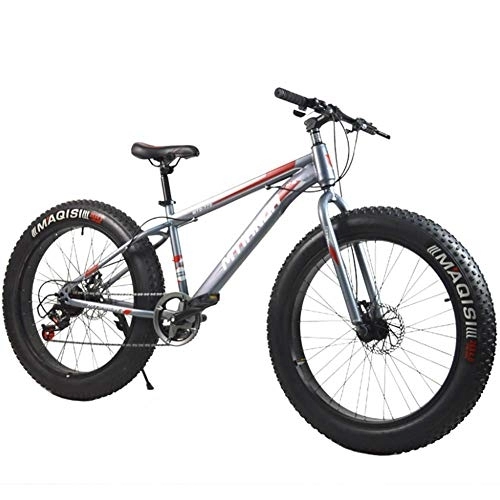 Fat Tyre Mountain Bike : CHHD 26 Inch Mountain Bike / Dual Disc Brake Variable Speed 4.0 Tire Aluminum Alloy Thickened Rim Snowmobile 7 Speed, Suitable For Adult Fat Man Woman Driving, White