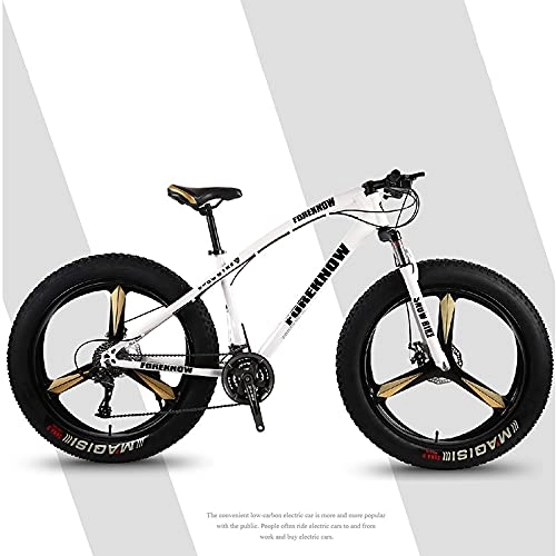 Fat Tyre Mountain Bike : CHICAI Adult 26-inch High-carbon Beach Snow Fat Bike Mountain Cross-country Steel Ultra-wide Tire Sports Bike 21-30speed Low-speed Racing Student Bike (Size : 27-speed)