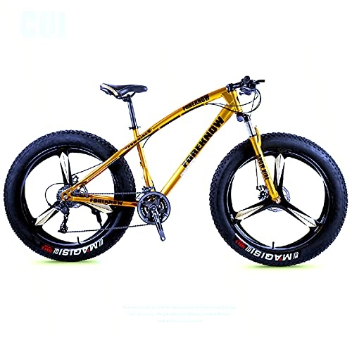 Fat Tyre Mountain Bike : CHICAI High-carbon Student Bike Adult 26-inch Beach Snow Fat Bike Mountain Cross-country Steel Ultra-wide Tire Sports Bike 21-30speed Low-speed Racing (Size : 21-speed)