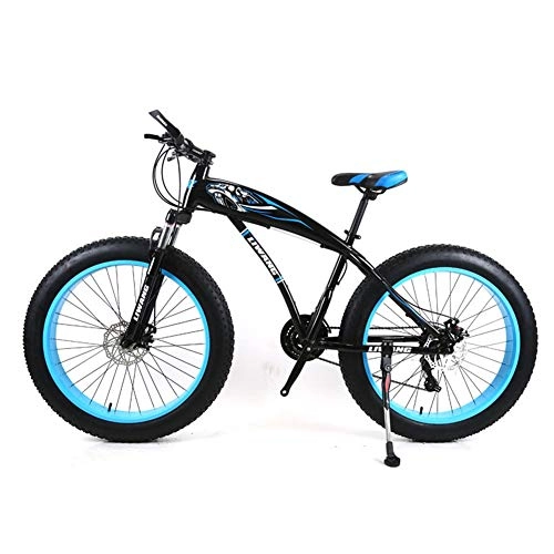 Fat Tyre Mountain Bike : CJF 26" Mountain Bikes 27-Speed Double Disc Brake Bicycle with Wide Tires, Disc Brakes, Shock Absorption for Adult, Men, Women, C
