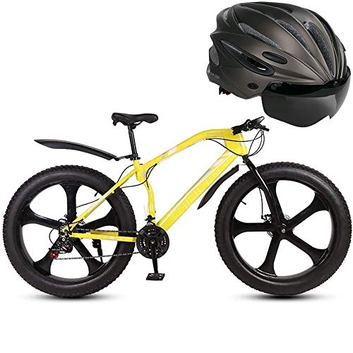Fat Tyre Mountain Bike : COKECO Fat Tire Mens Mountain Bike, Snowmobile ATV 26 Inch Double Disc Brake Wide Tire Off-road 21-27 Speed Variable Speed Bike Bicycle Adult Mountain Bike Load 200KG