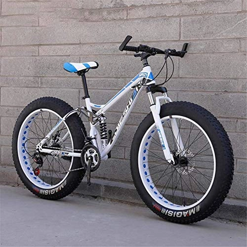Fat Tyre Mountain Bike : Commuter City Road Bike Adult Fat Tire Mountain Bike, Off-Road Snow Bike, Double Disc Brake Cruiser Bikes, Beach Bicycle 26 Inch Wheels Unisex (Color : E, Size : 21 speed)