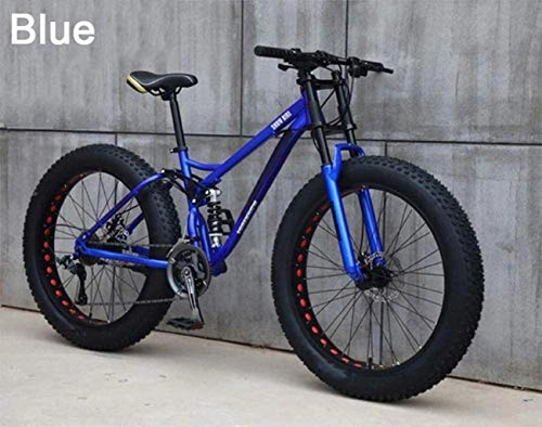 Fat Tyre Mountain Bike : CSS Mountain Bike 21 Speed Variable Speed Off Road Beach Snowmobile Adult Super Wide 4.0 Large Tire Mountain Bike Male and Female Bicycle Students 6-11, Blue