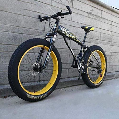 Fat Tyre Mountain Bike : CSS Snow Bike, 26" / 24" Big Wheel Mountain Bike, 7-Speed Dual Disc Brake, Strong Shock-Absorbing Front Fork, Outdoor Off-Road Beach Bike 6-24, 24