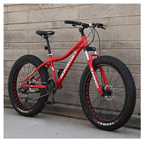 Fat Tyre Mountain Bike : Cxmm 26 inch Mountain Bikes, High-Carbon Steel Hardtail Mountain Bike, Fat Tire All Terrain Mountain Bike, Women Men's Anti-Slip Bikes, Blue, 21 Speed 3 Spoke, Red, 27 Speed Spoke