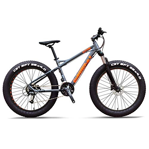 Fat Tyre Mountain Bike : Cxmm 27-Speed Mountain Bikes, Professional 26 inch Adult Fat Tire Hardtail Mountain Bike, Aluminum Frame Front Suspension All Terrain Bicycle, E