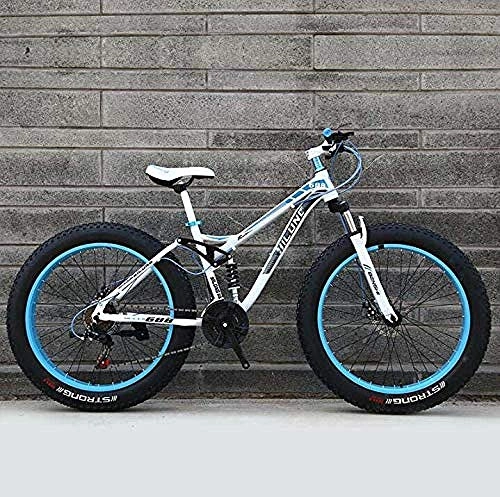 Fat Tyre Mountain Bike : CXY-JOEL Fat Tire Mountain Bike for Adults High Carbon Steel Frame Hardtail Dual Suspension Frame Double Disc Brake 4.0 inch Tire-A_26 inch 21 Speed