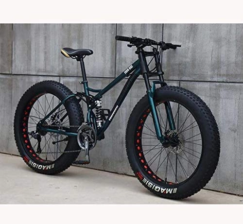 Fat Tyre Mountain Bike : CXY-JOEL Mountain Bike for Teens of Adults Men and Women, High Carbon Steel Frame, Soft Tail Dual Suspension, Mechanical Disc Brake, 24 / 265.1 inch Fat Tire, Cyan, 24 inch 7 Speed, Cyan, 24 inch 7 Speed