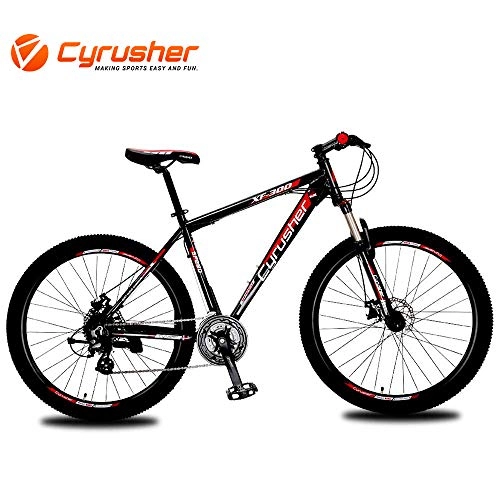 Fat Tyre Mountain Bike : Cyrusher XF300 Mountain Bike 24 Speeds Mens Hard-tail Mountain Bike 27.5' Tire and 19 Inch Aluminum Alloy Frame Fork Suspension with Lockout Bicycle Mechanical Dual Disc Brake(Black-red)