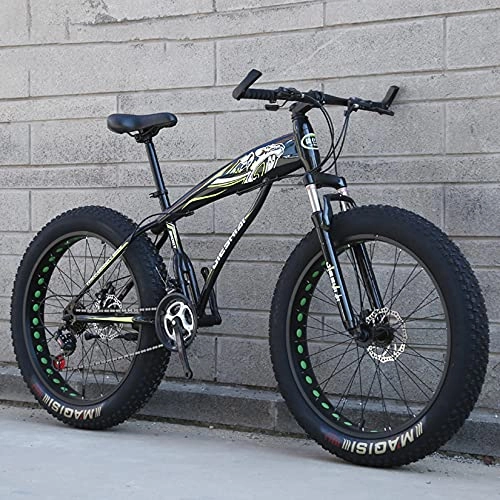 Fat Tyre Mountain Bike : DANYCU Adult Mountain Bike Bicycle 26 Inch Thick Wheel Bikes Dual Disc Brake Bicycle, High-carbon Steel Frame, Fat Tire Hardtail Mountain Bike, A, 24 speed