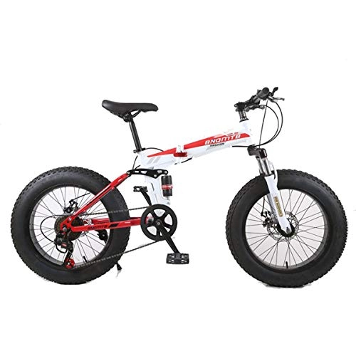 Fat Tyre Mountain Bike : Dapang Mountain Bike, 7 / 21 / 24 / 27 / 30 Speed Steel Frame, 4.0" Fat Tyres Spoke Wheels Suspension Folding Bike, 2, 7speed