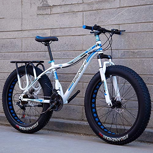 Fat Tyre Mountain Bike : DelongKe Mountain Bike, Mens Womens Mountain Bikes, High-Carbon Steel Frame, Dual Disc Brake Mountain Bike, All Terrain Bicycle, Anti-Slip Bikes, 26 Inch 27 Speed, D