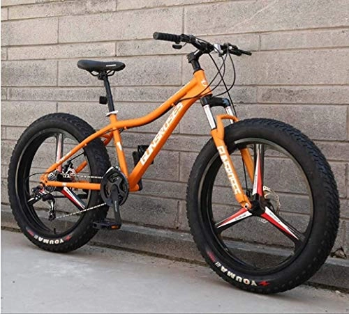 Fat Tyre Mountain Bike : DHINGM Mountain Bikes 26Inch Fat Tire Hardtail Snowmobile Dual Suspension Frame and Suspension Fork All Terrain Men's Mountain Bicycle Adult Anti-shock (Color : Orange 3, Size : 24Speed)