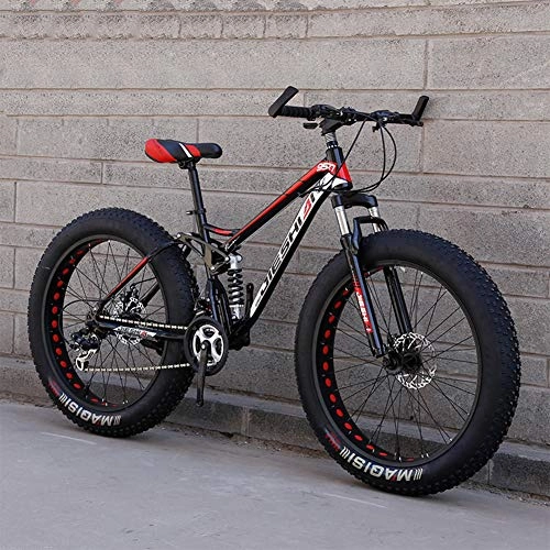 Fat Tyre Mountain Bike : Double Shock Absorption Fat Bike Mountain Bike, RNNTK Big Tires Adult Outroad Mountain Bike Super thick.Snowmobile, Bike A Variety Of Colors Male And Female Students A -21 Speed -26 Inches