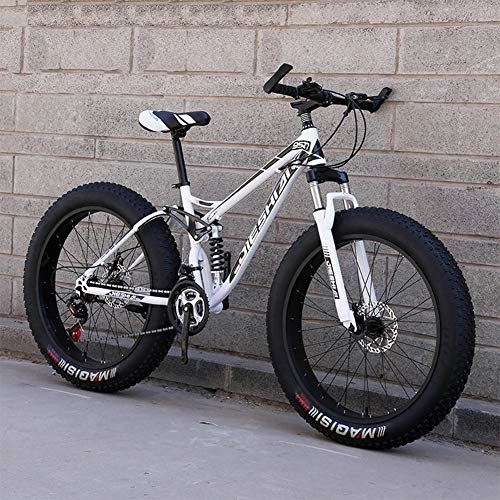 Fat Tyre Mountain Bike : Double Shock Absorption Fat Bike Mountain Bike, RNNTK Big Tires Adult Outroad Mountain Bike Super thick.Snowmobile, Bike A Variety Of Colors Male And Female Students L -7 Speed -26 Inches