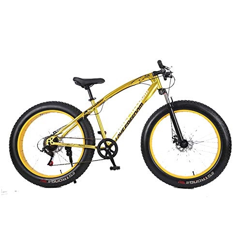Fat Tyre Mountain Bike : DRAKE18 Fat Bike, 26 inch cross country mountain bike 21 speed beach snow mountain 4.0 big tires adult outdoor riding, Yellow