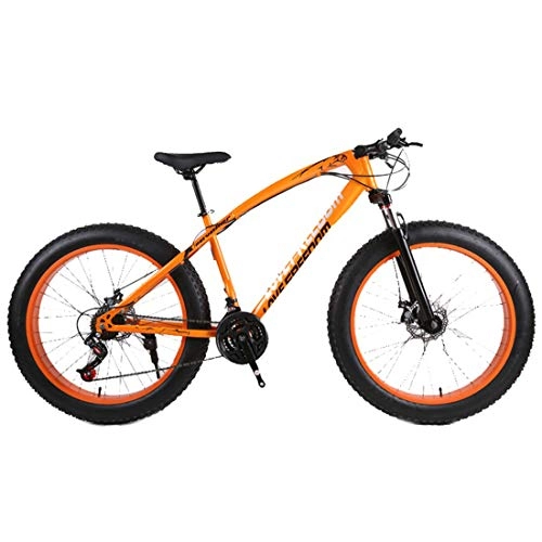 Fat Tyre Mountain Bike : DRAKE18 Fat Bike, 26 Inches Snow Mountain Bike 24 Speed Variable Speed Cross Country 4.0 Big Tires Adult Outdoor Riding, Orange