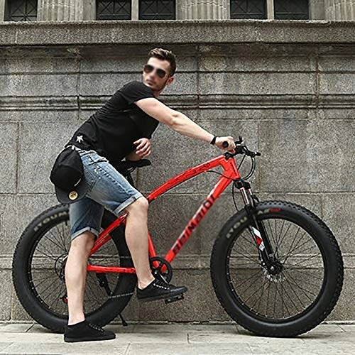 Fat Tyre Mountain Bike : DULPLAY Dual Disc Brakes Adult Mountain Bikes, 24 Inch Folding Fat Mountain Bike, Big Tire Snowmobile Mountain Bicycle For Men Women Pink 24", 7-speed