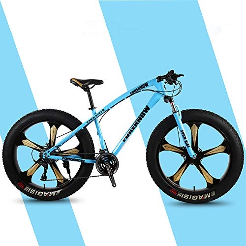 Fat Tyre Mountain Bike : F-JX 26" Mountain Bike, Double-disc Mountain Snowmobile, Beach Fat Tire Speed Bicycle, Steel Bicycle Frame, Blue, 26 inch 24 speed