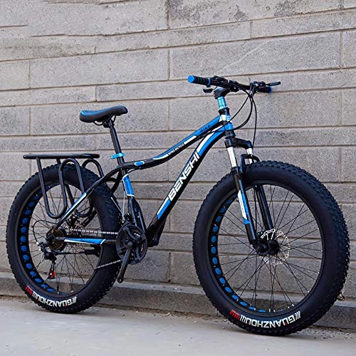 Fat Tyre Mountain Bike : Fat Bike For Beach Ride Travel Sport, 21 Speed Mountain Bicycle, Fat Tire Racing Mtb For Adult, Front Fork Suspension Disc Brake L 26