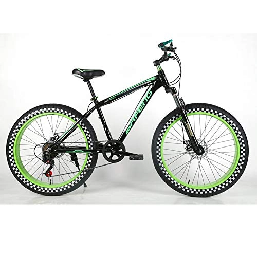 Fat Tyre Mountain Bike : Fat Bike Outroad Mountain Bike, RNNTK Double Disc Brakes Mountain Bike Bike BMX MTB, Adjustable Seat Road Bicycle A Variety Of Colors E -24 Speed-26 Inches