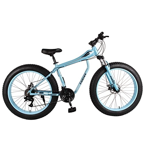 Fat Tyre Mountain Bike : Fat Tire Bike For Mountain / snow / road, 26-Inch Wheels, 21-Speed, Aluminum Frame Bike 10 Old Girl 24 Inch (Blue, 152 * 82 * 29CM)