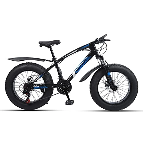 Fat Tyre Mountain Bike : Fat Tire Mountain Bike, 20 Inch Wheels, 4 Inch Wide Knobby Tires, High Carbon Steel Frame, with Suspension Fork, 27 Speed Micro Shifter, Dual Disc Brake Design, Multiple Colors