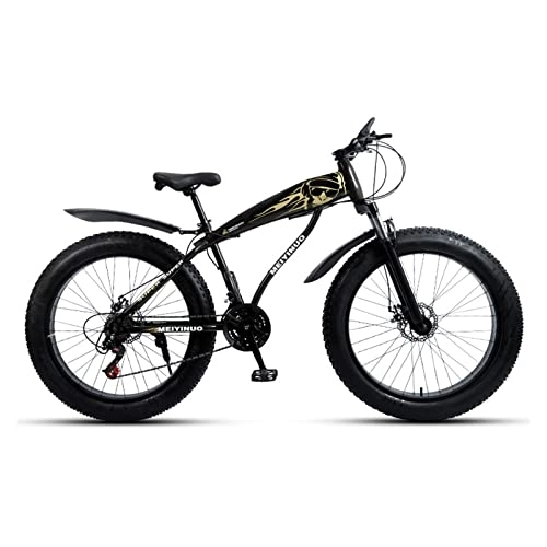 Fat Tyre Mountain Bike : Fat Tire Mountain Bike, 21 Speed, Special Shaped Frame, One Word Handlebar, with High Carbon Steel Frame, Double Disc Brake and Front Suspension Ant Slip Bikes with 26 Inch Wheels