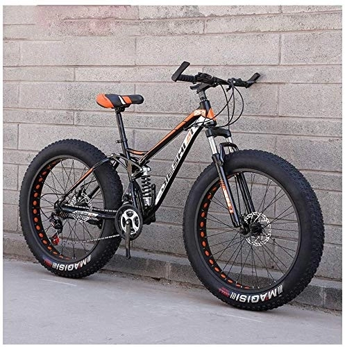 Fat Tyre Mountain Bike : Fat Tire Mountain Bike 26 Inch For Men And Women, Dual-Suspension Adult Mountain Trail Bikes, All Terrain Bicycle With Adjustable Seat & Dual Disc Brake, 7 / 21 / 24 / 27 Speed, 26 Inches 21 Speeds