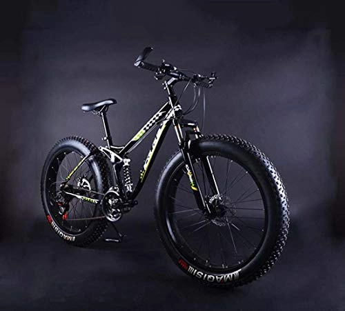 Fat Tyre Mountain Bike : Fat Tire Mountain Bike, Double Disc Brake Beach Cruiser Bicycle, All-Terrain Suspension Off-Road Snow Bikes, 26Inch * 4.0 Wide Wheels, D, 24 speed