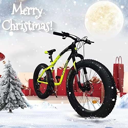 Fat Tyre Mountain Bike : Fat Tire Mountain Bike Snow Bike Beach Bike for Teens and Adults, 26 Inch 21 Speed Carbon Steel Frame Mountain Bicycle, Suspension Fork MTB Bikes Inch Mountain Bike (black, 156 * 76 * 26CM)