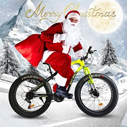 Fat Tyre Mountain Bike : Fat Tire Mountain Bike Snow Bike Beach Bike for Teens and Adults, 26 Inch 21 Speed Carbon Steel Frame Mountain Bicycle, Suspension Fork MTB Mountain Bikes Boys 20 Inch (Yellow, 156 * 76 * 26CM)