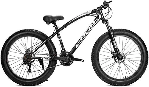 Fat Tyre Mountain Bike : Fat Tire Mountain Bike with Front Suspension - 26 inch Wheels - 21 Multiple Speed - Dual Disc Brakes Hybrid Road Bicicletas