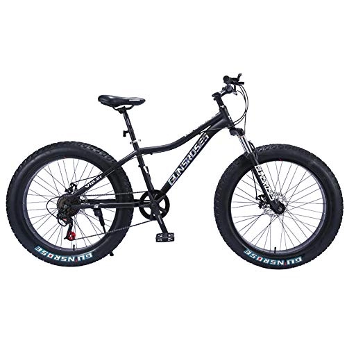 Fat Tyre Mountain Bike : Fat Tire Sand Bike 24 Speed Snow Bike 26 Inches Student Outdoor Camping All Terrain Mountain Bike Cycling Efficient Dual Disc Brake Ergonomic Bicycle Frame, Black