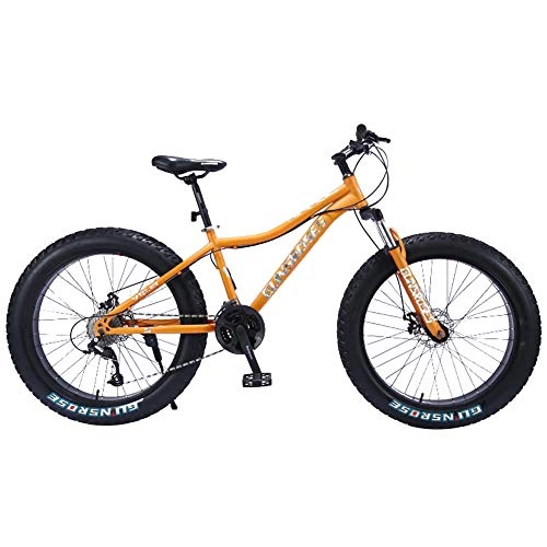 Fat Tyre Mountain Bike : Fat Tire Sand Bike 24 Speed Snow Bike 26 Inches Student Outdoor Camping All Terrain Mountain Bike Cycling Efficient Dual Disc Brake Ergonomic Bicycle Frame, Yellow