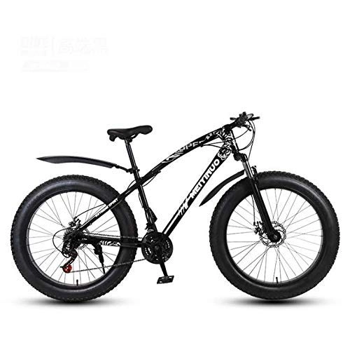 Fat Tyre Mountain Bike : Fitness Sports Outdoors Fat Tire Mountain Bike 26 Inch Bicycle for Adults High Carbon Steel Frame MTB Bike with Adjustable Seat Suspension Fork PVC Pedals And Double Disc Brake