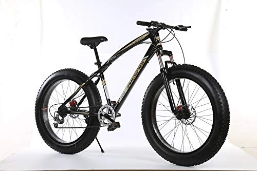 Fat Tyre Mountain Bike : Freedomn 7 / 21 / 24 / 27 Speed Mountain Bike 26 * 4.0 Fat Tire Bikes Shock Absorbers Bicycle Snow Bike (Black green, 21speed)