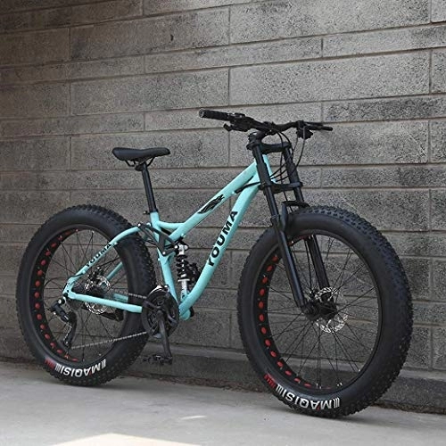 Fat Tyre Mountain Bike : FREIHE Men's Mountain Bikes, 26Inch Fat Tire Hardtail Snowmobile, Dual Suspension Frame And Suspension Fork All Terrain Mountain Bicycle Adult