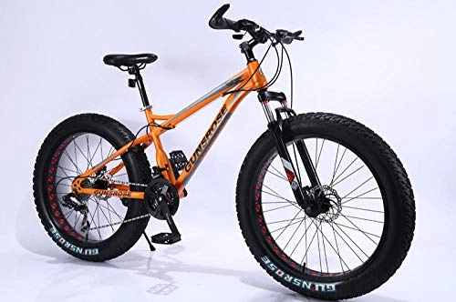 Fat Tyre Mountain Bike : Fslt 24 and 26 inch fat tire bike Carbon steel frame Beach cruiser snow fat bikes Adult sports MTB 7 / 21 / 24 / 27 Variable Speed bicycle-yellow_LW_26_inch_21_speed