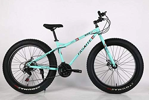 Fat Tyre Mountain Bike : Fslt New X-Front brand carbon steel frame Snowmobile 4 0 fat wide Tire 7 / 21 / 24 / 27 Speed downhill mountain Beach Bike MTB bicycle-green_7_speed