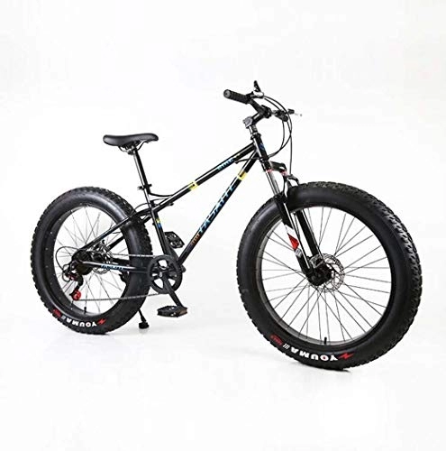 Fat Tyre Mountain Bike : G.Z Snow Bike, Carbon Steel Mountain Bike, 24 Inch 26 Inch Multi-Speed Adjustable Student Bike Road Bike, black, 24 inches