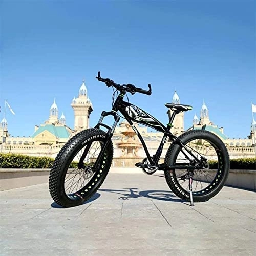Fat Tyre Mountain Bike : GaoGaoBei 21 Speed Fat Tire Full Suspension Mountain Bike / Beach Cruiser Bicycle For Men Beach Bicycle Atv Bicycle Snowbike And Beach Bicycle, Black, 24", Super