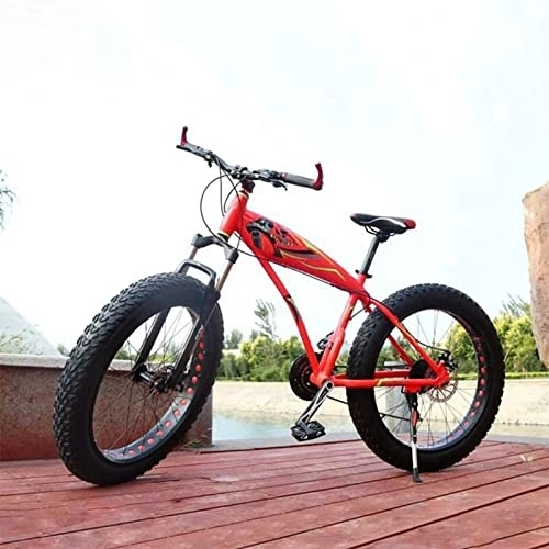 Fat Tyre Mountain Bike : GaoGaoBei 21 Speed Fat Tire Full Suspension Mountain Bike / Beach Cruiser Bicycle For Men Beach Bicycle Atv Bicycle Snowbike And Beach Bicycle, Red, 26", Super